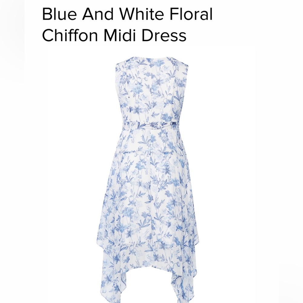 CALVIN KLEIN Blue And White Floral
Chiffon Midi Dress!